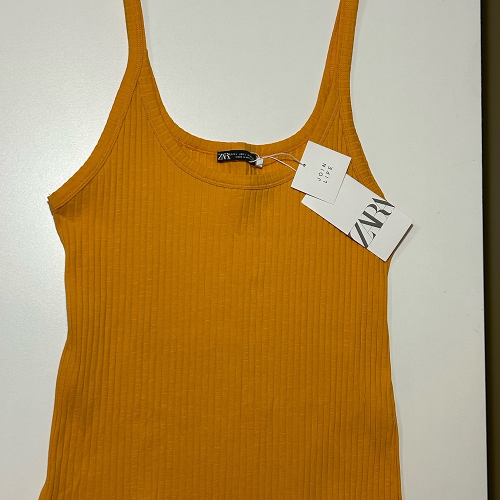 Zara Yellow Ribbed Sleeveless Camisole
